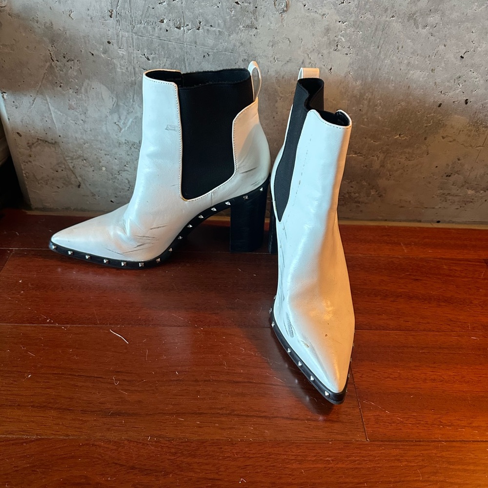 Black and White studded booties